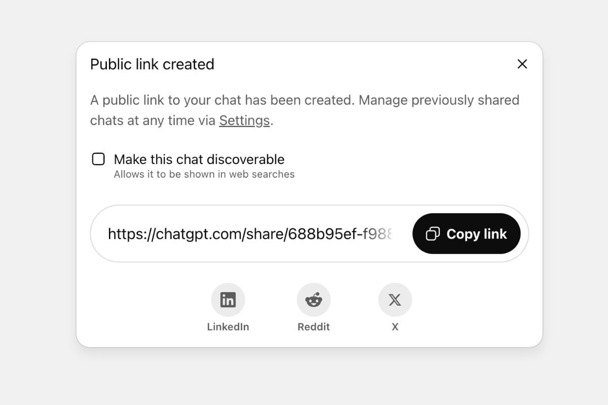 chatgpt link sharing ChatGPT conversation sharing